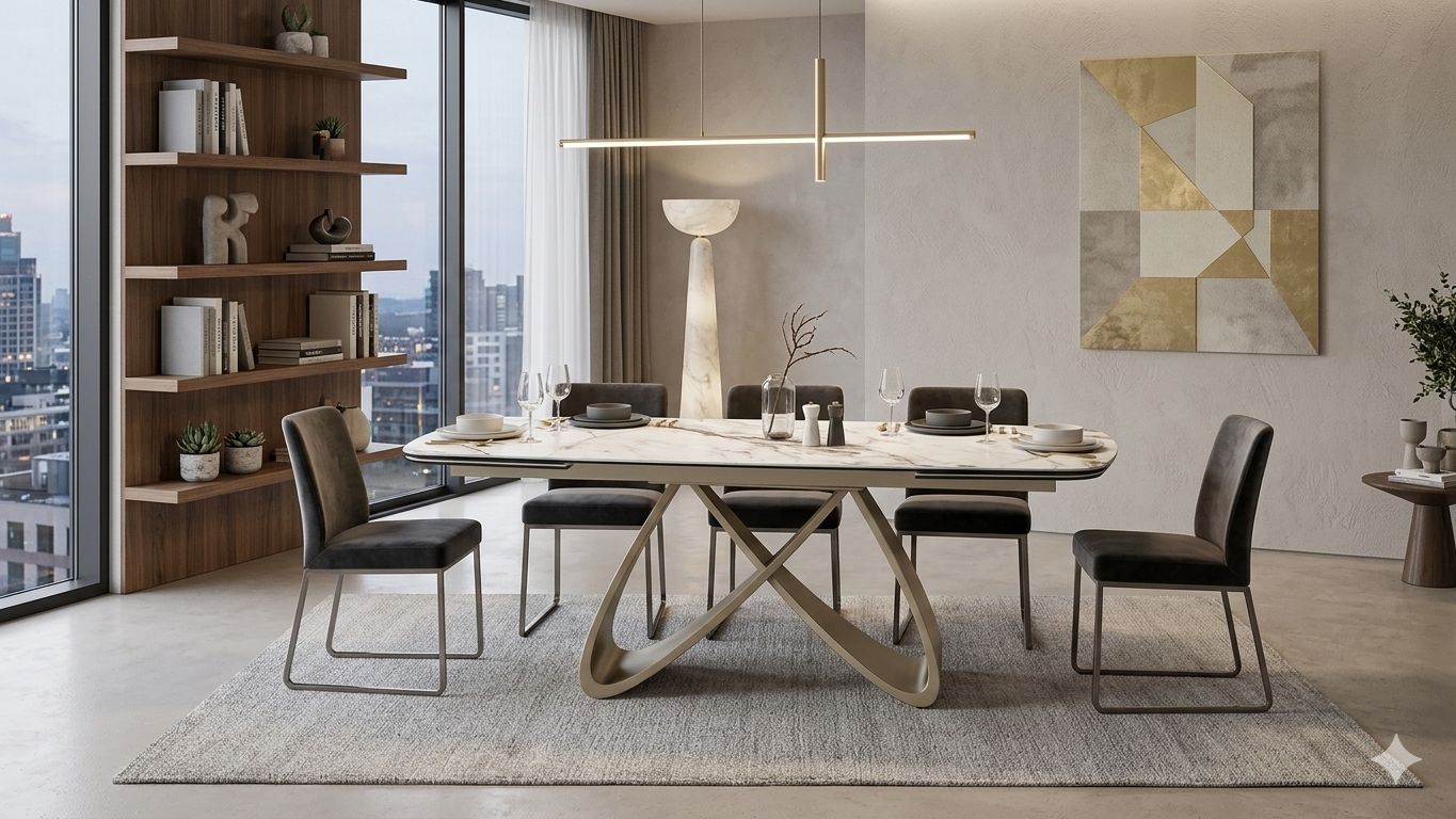 Tavolo Allungabile con Piano in Ceramica Aurelio