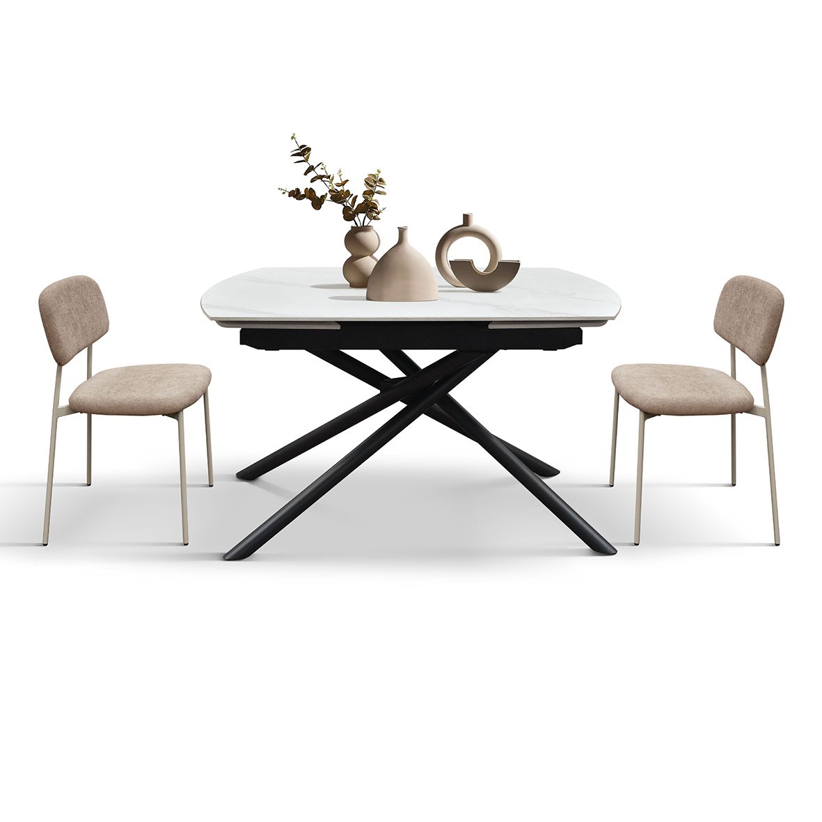 Tavolo Allungabile Bianco Statuario in Ceramica da 120cm Opaco
