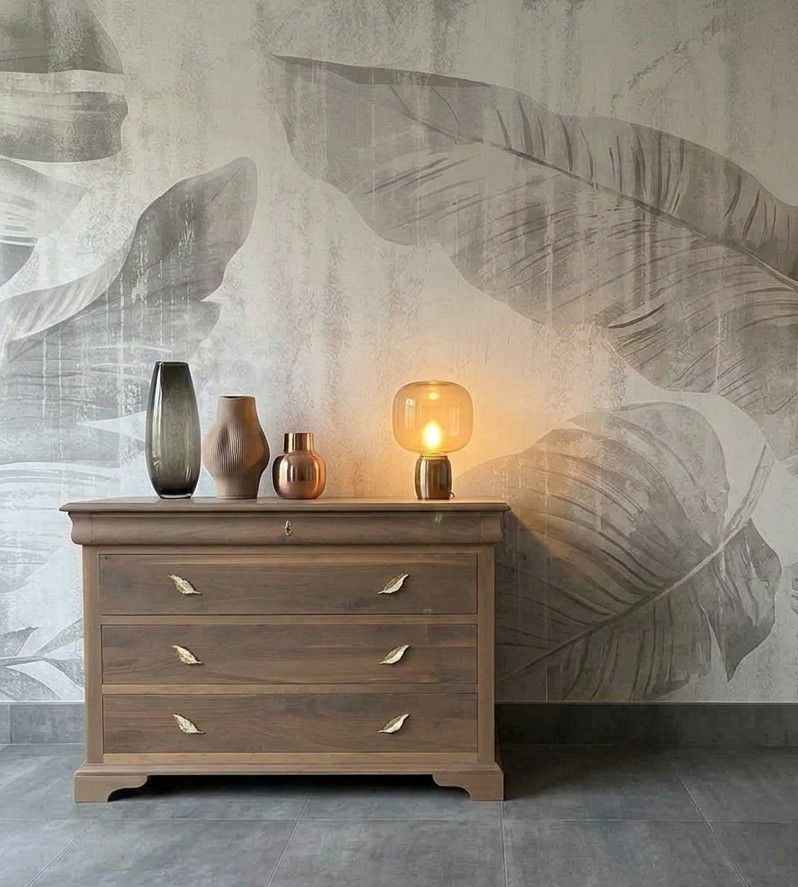 Comò a 4 Cassetti Massiccio in Legno di Noce