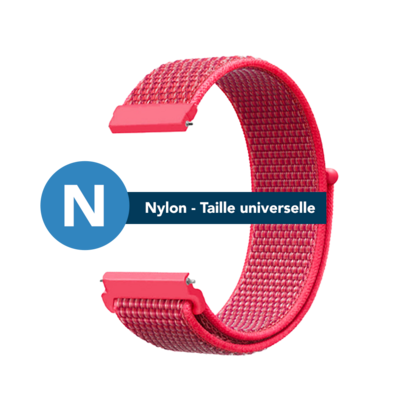 Bracelet en nylon - Rouge de Chine - Taille universelle (enfant/ado/adulte) - 20 mm