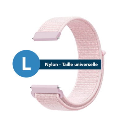 Bracelet en nylon - Rose perle - Taille universelle (enfant/ado/adulte) - 20 mm