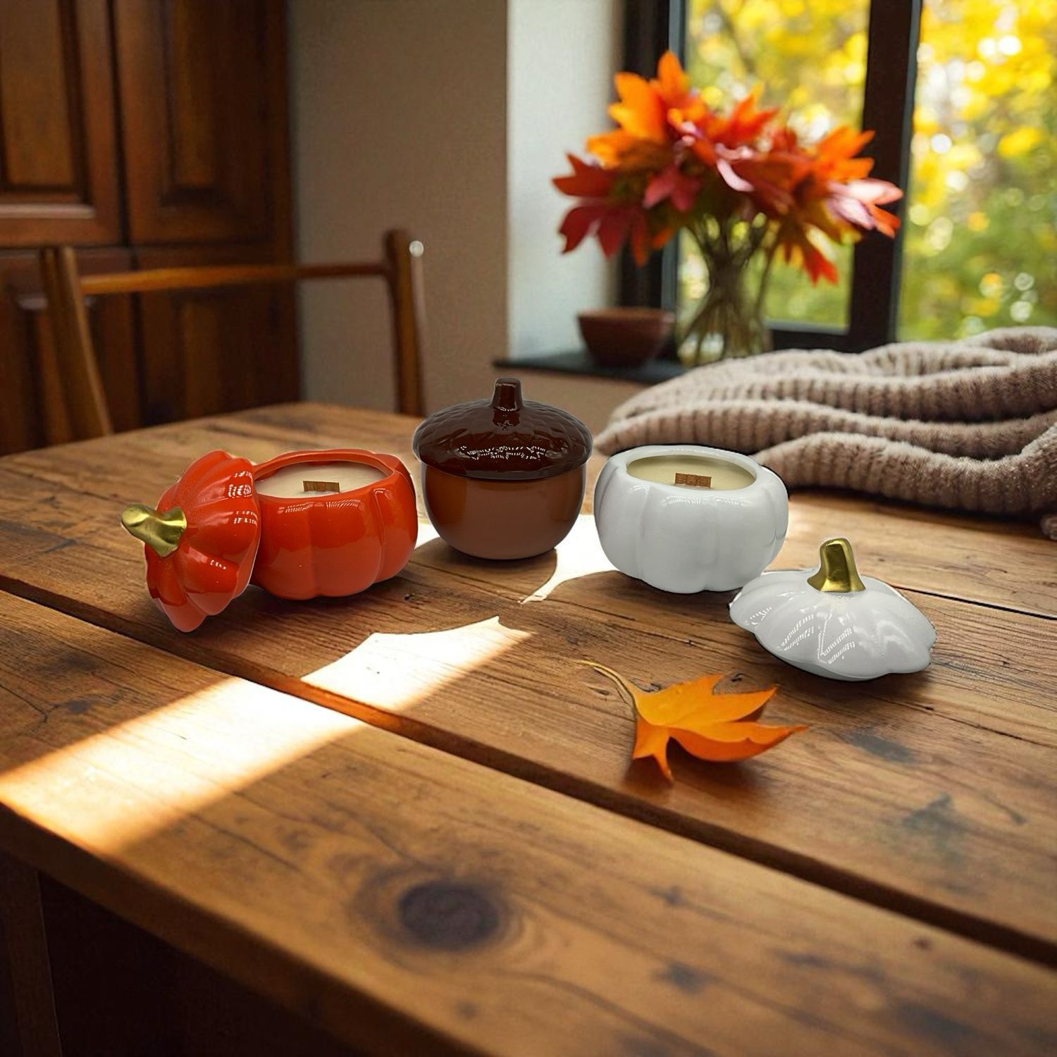 2.) Pumpkin + Acorn Candles