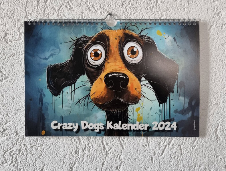 Crazy Dogs Kalender 2024 in A4 Querformat