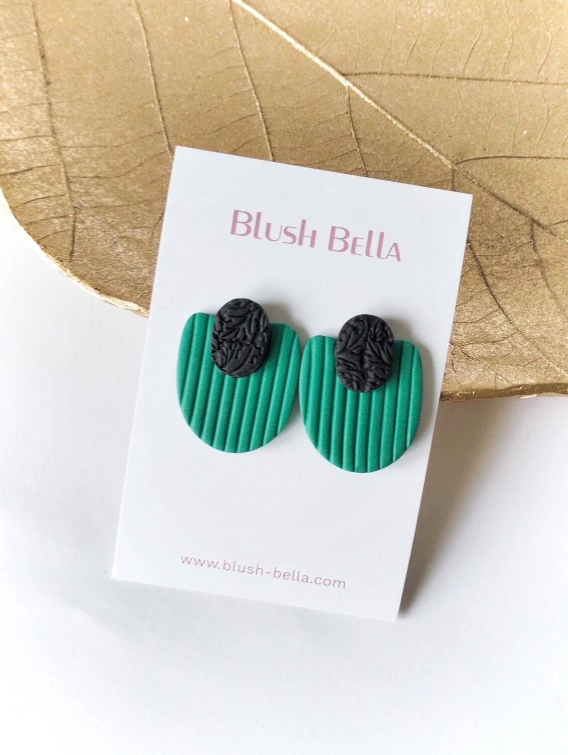 Green and Black Statement Stud