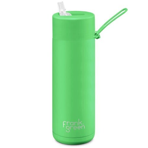 Frank Green Straw Lid 595 ml  Neon Green Ceramic Reusable Bottle