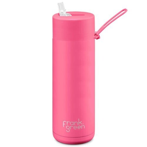 Frank Green Straw Lid 595 ml  Neon Pink Ceramic Reusable Bottle