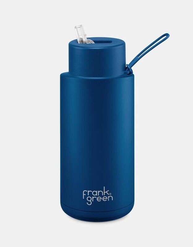 Frank Green Straw Lid 1 Litre   Deep Ocean Ceramic Reusable Bottle