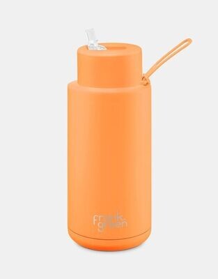 Frank Green Straw Lid 1 Litre Neon Orange Ceramic Reusable Bottle
