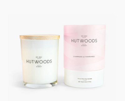 Hutwoods - Champagne & Strawberry, 60+ Burn Time Candle