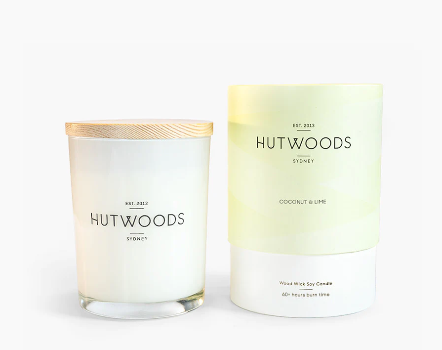 Hutwoods - Coconut & Lime, Travel Candle, 25 hour Burn Time