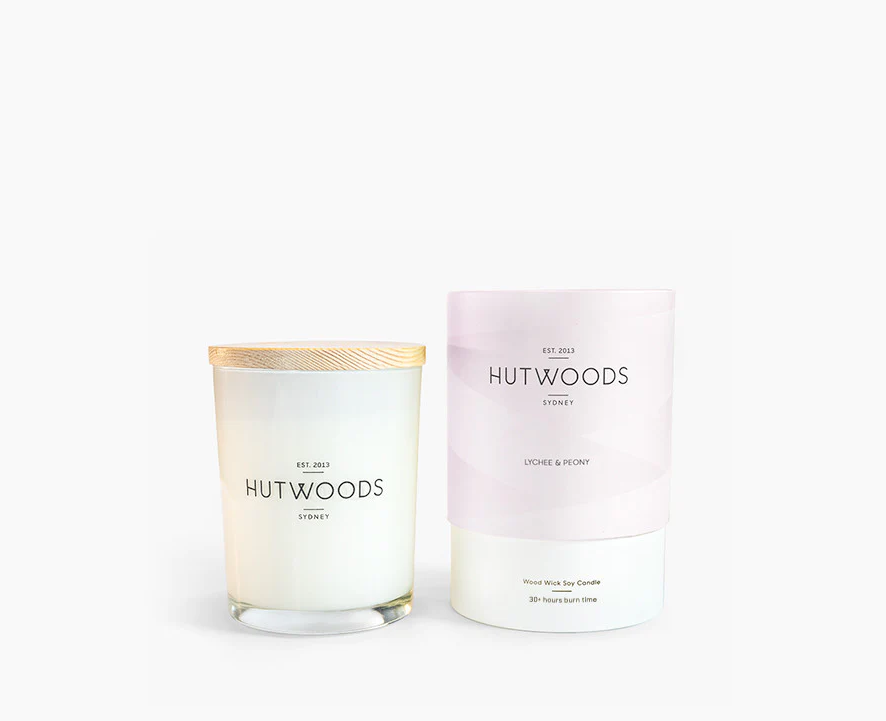 Hutwoods - Lychee & Peony, 30+ hour Burn Time Candle