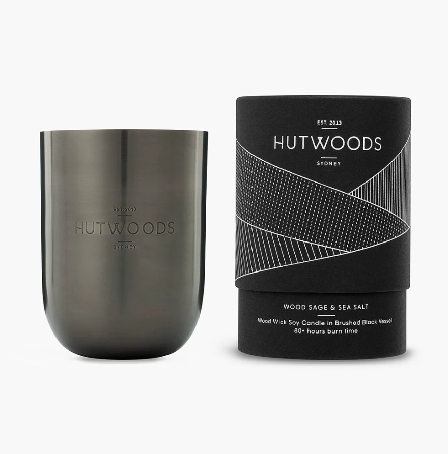 Hutwoods - Wood Sage & Sea Salt, 80 hour Burn Time Candle