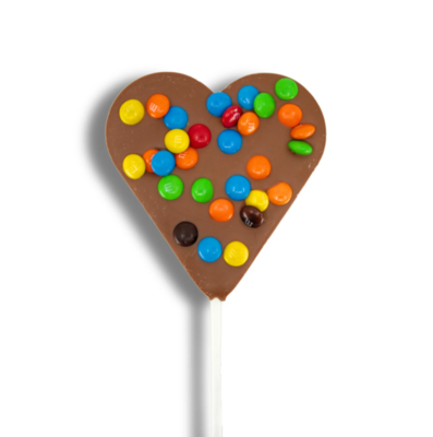 Freckleberry - Milk Chocolate and M&M's Heart Lolly Pop
