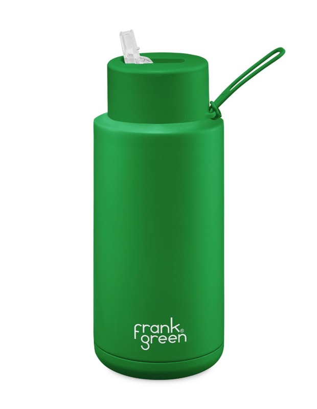 Frank Green Straw Lid 1 Litre   Evergreen Ceramic Reusable Bottle