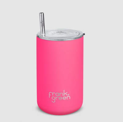 Frank Green Iced Coffee Cup with Straw (425ml) - Neon Pink