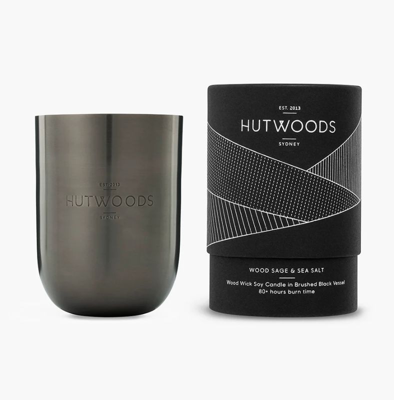 Hutwoods -  Wood Sage & Sea Salt,  80 hour Burn Time Candle