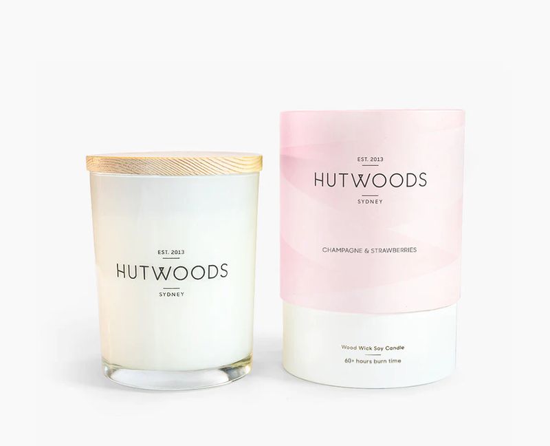 Hutwoods -  Champagne & Strawberry, 60+ Burn Time Candle