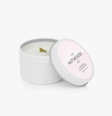 Hutwoods -  Champagne & Strawberry - Travel Candle, 25 hour Burn Time