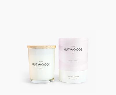 Hutwoods -  Lychee & Peony,  30+ hour Burn Time Candle