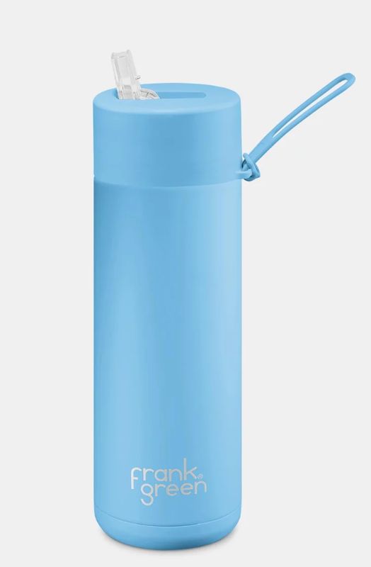 Frank Green Straw Lid 595 ml  Light Blue Ceramic Reusable Bottle