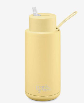 Frank Green Straw Lid 1 Litre   Buttermilk Ceramic Reusable Bottle