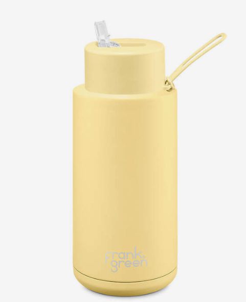 Frank Green Straw Lid 1 Litre   Buttermilk Ceramic Reusable Bottle