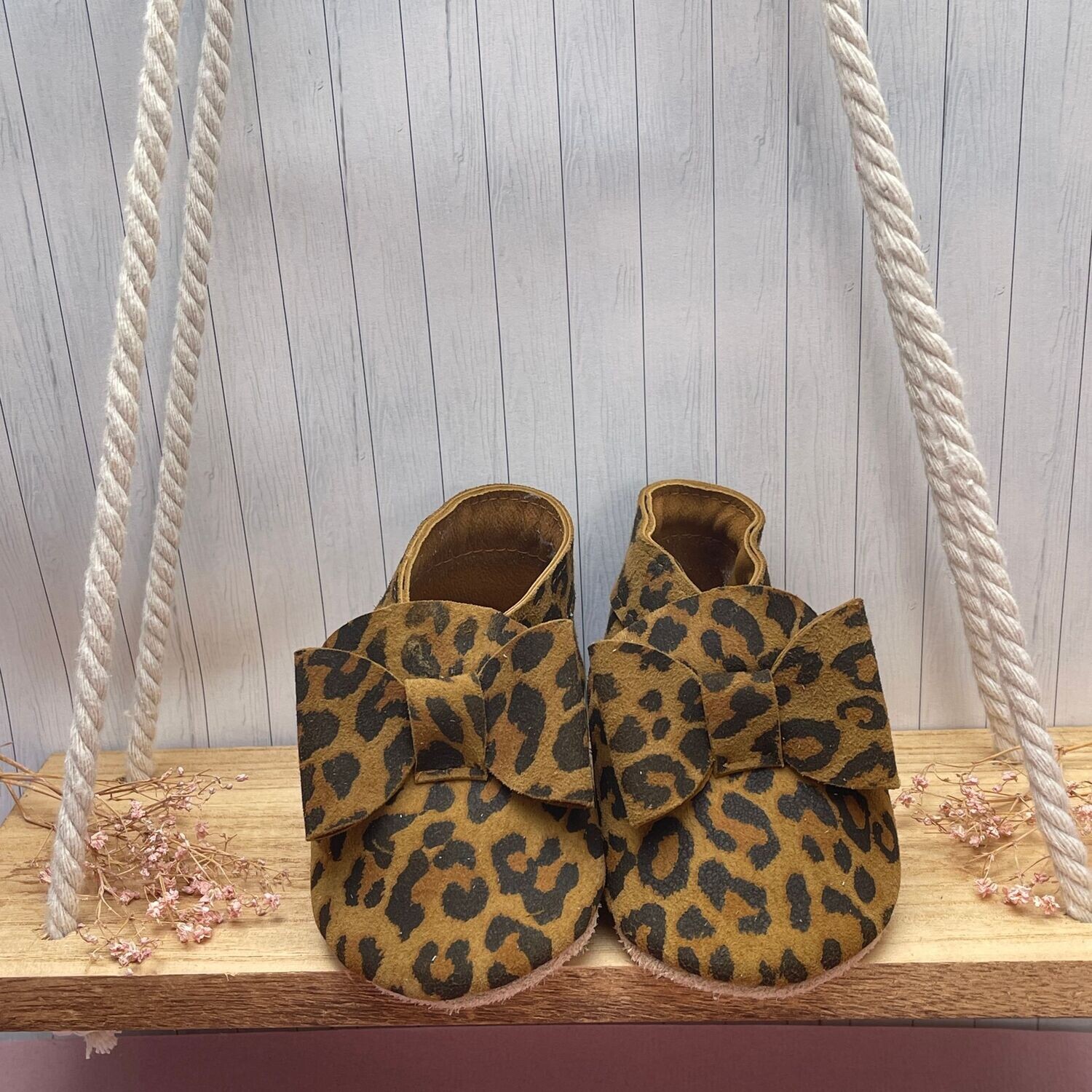Krabbelschuhe Schleife / Leo / Braun - Größe 16/17