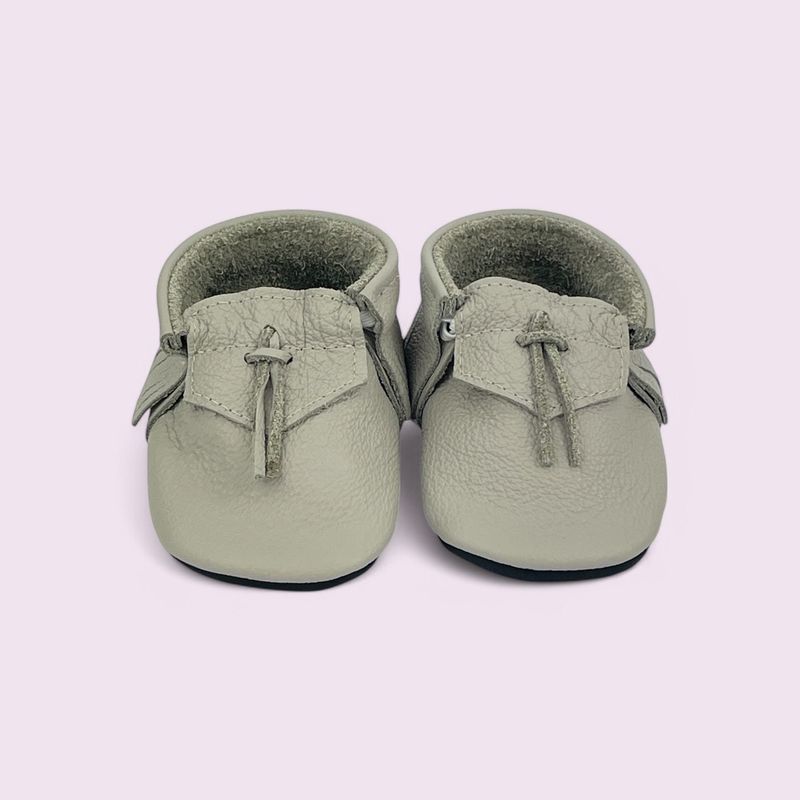 Krabbelschuhe Leder Bänder / Hellgrau - 14/15 Krabbelschuhe Baby