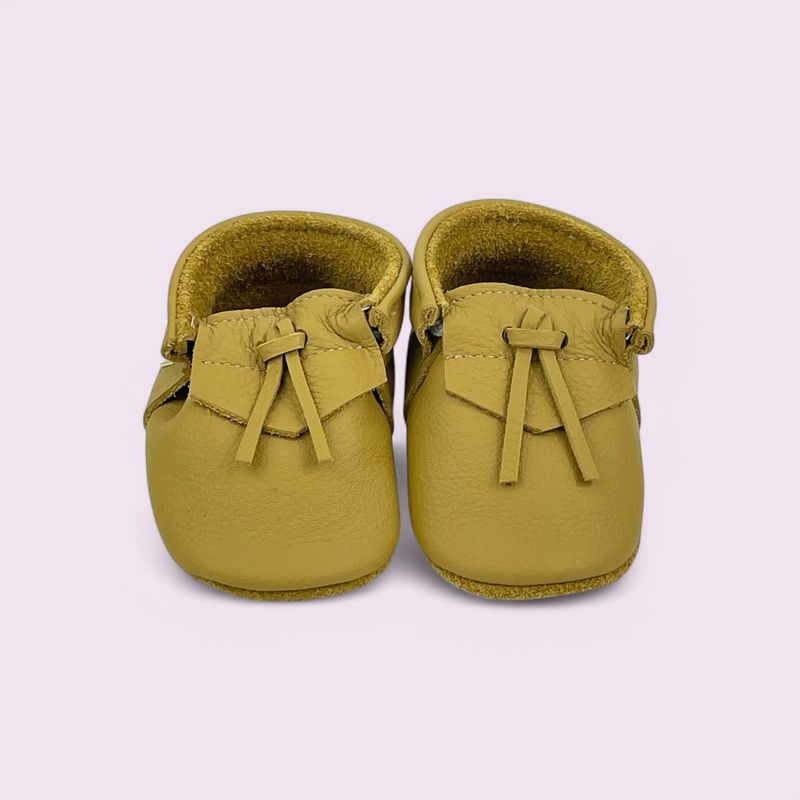 Krabbelschuhe Leder - Bänder / Curry - 14/15 Krabbelschuhe Baby