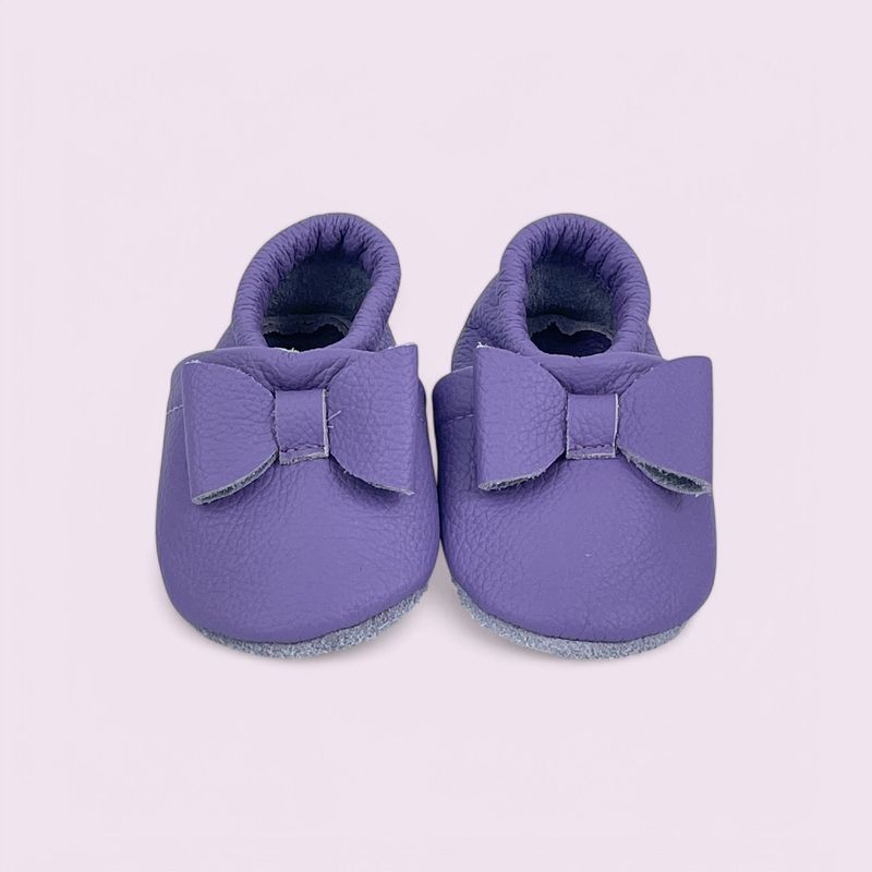 Krabbelschuhe Baby - Schleife / Dunkellila - 16/17 Krabbelschuhe Baby