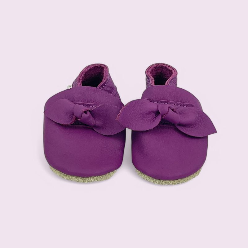 Krabbelschuhe Baby - Schleife schmal / Lila - 16/17 Krabbelschuhe Baby