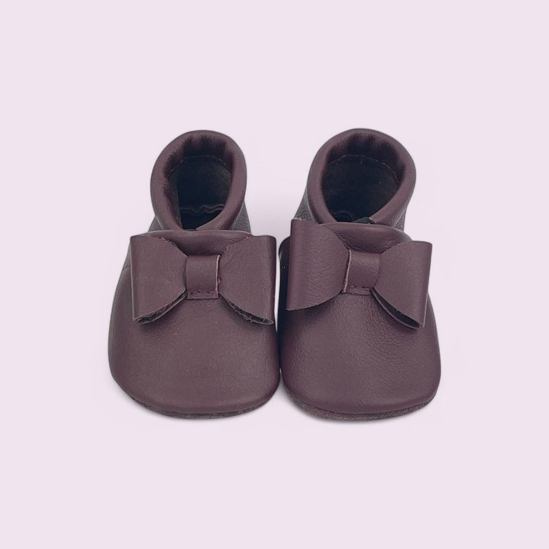 Krabbelschuhe Baby - Schleife / Bordeauxrot - 16/17 Krabbelschuhe Baby