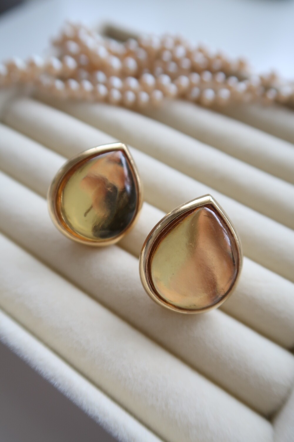 Vintage YVES SAINT LAURENT Gripoix glass amber earrings, 1970s
