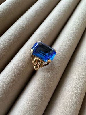 Vintage silver gold plated ring with apatite