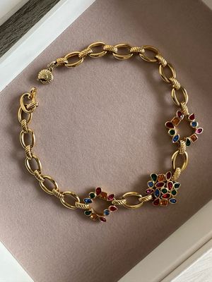 Set of YSL earrings and collier with multicolor rhinestones, 1980s
