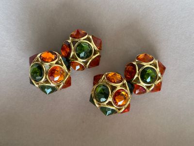 Yves Saint Laurent Orange/Green Crystal Earrings by Robert Goossens 1990s