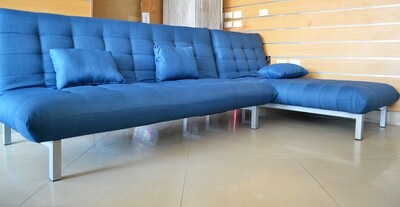 Blue L-Shape Sofa Bed