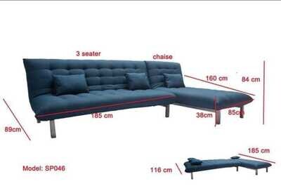 Blue L-Shape Sofa Bed