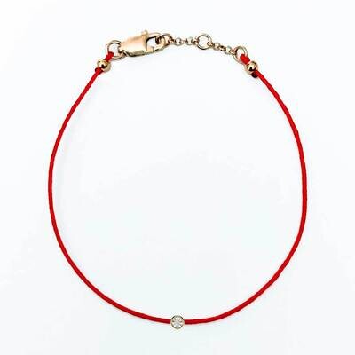 Pulsera de hilo rojo Oro amarillo y Diamante de 0.03 quilate Pulsera de hilo rojo Oro amarillo y Diamante de 0.03 quilate