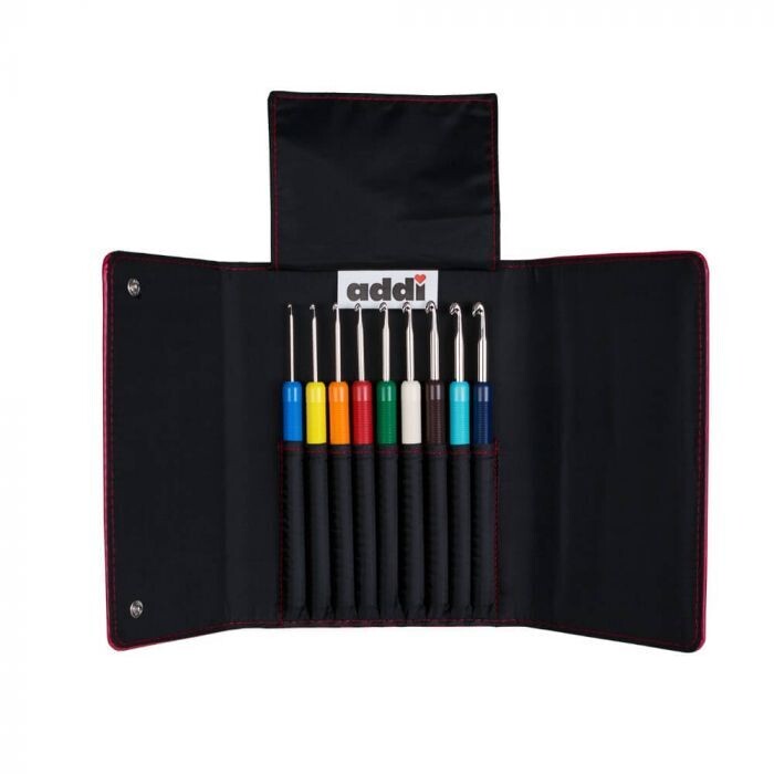Addi Color Pochette de 9 crochets texturés et colorés (de 2 à 6 mm)