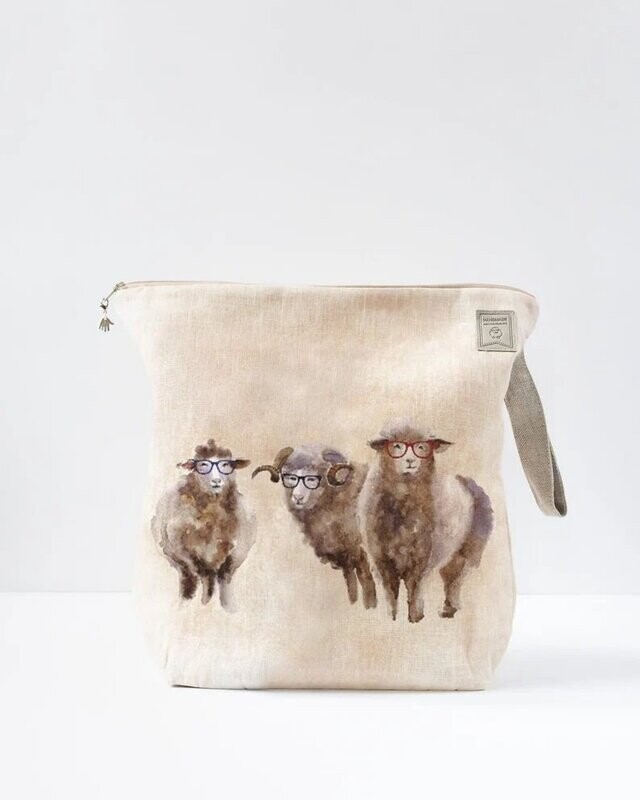 Sac de projet Moutons à lunettes avec fermeture à glissière- fermeture à zip - taille L