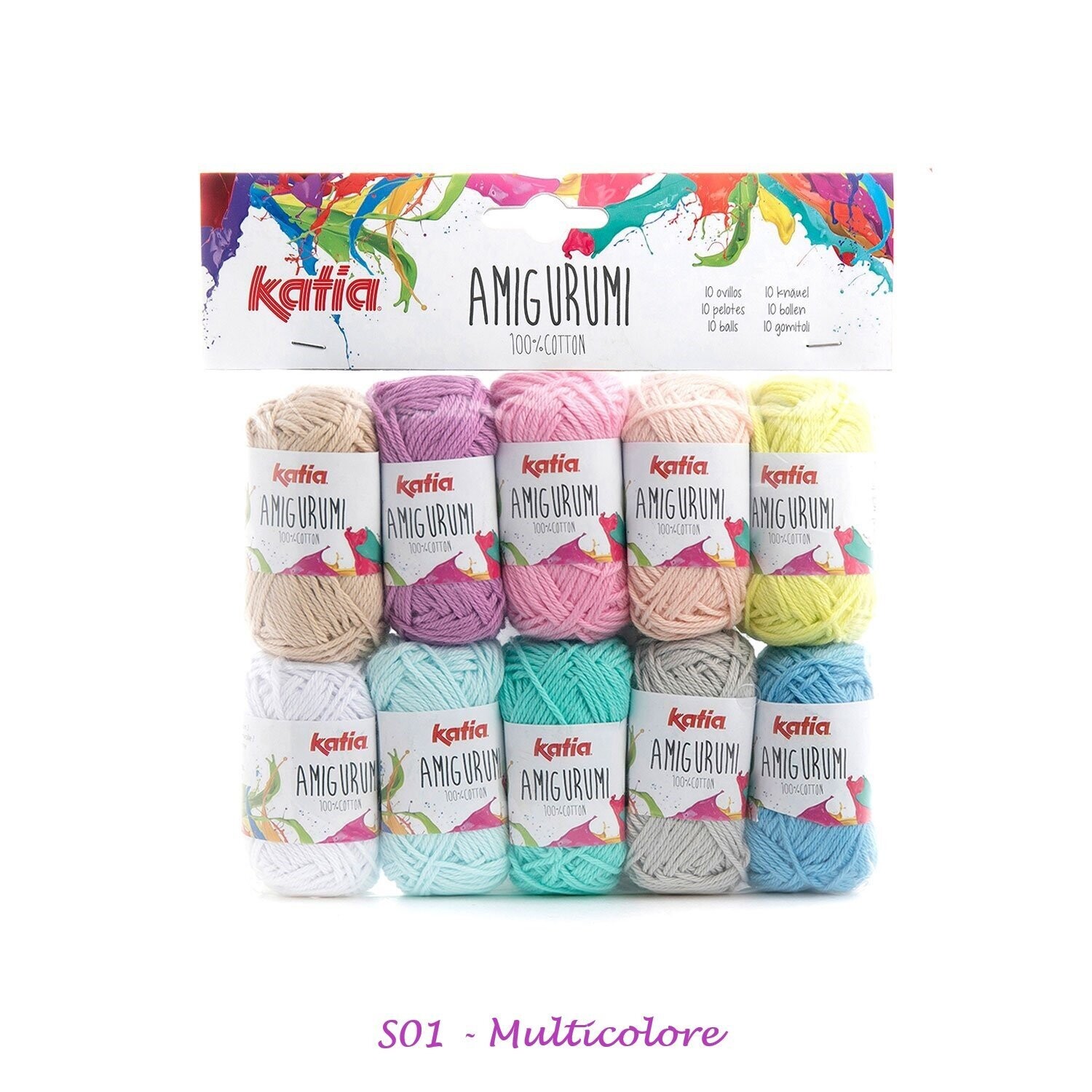 Fil de coton amigurumi 100% - aig. :2,5/3 mm, Couleurs: S01 - Multicolore (quantité en stock 10)