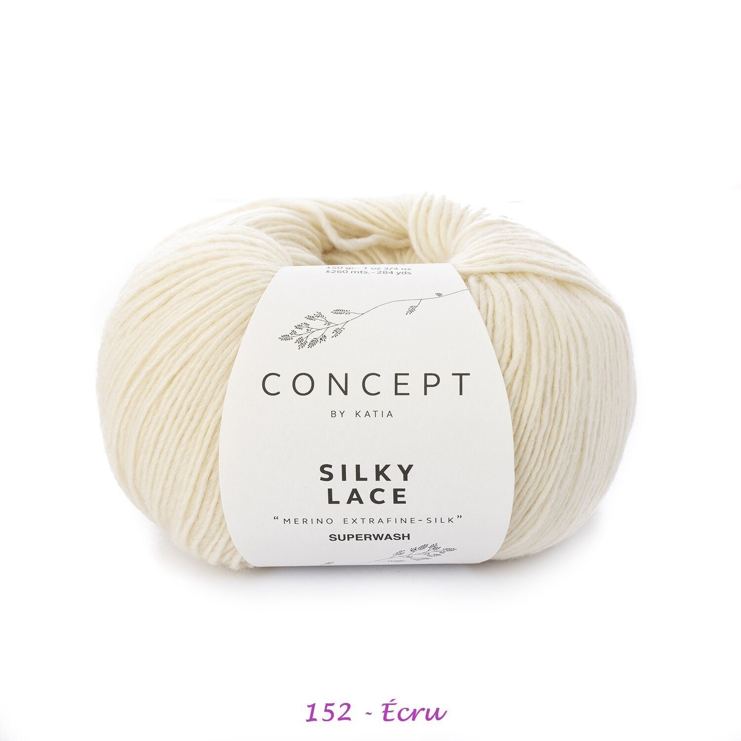 Laine Silky Lace - 80% laine Merino Extrafine SW- 20% Soie -aig.: 3-3,5 mm, Couleurs: 152 - Écru