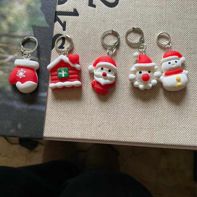 Marqueurs de mailles, bijoux de laines -lot de 5 marqueurs NOËL ?