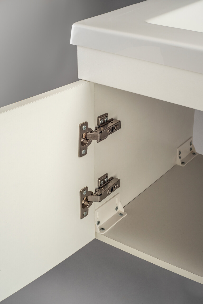 OASIS-600 Wall Mounted Cabinet &amp; Basin with silver handles.