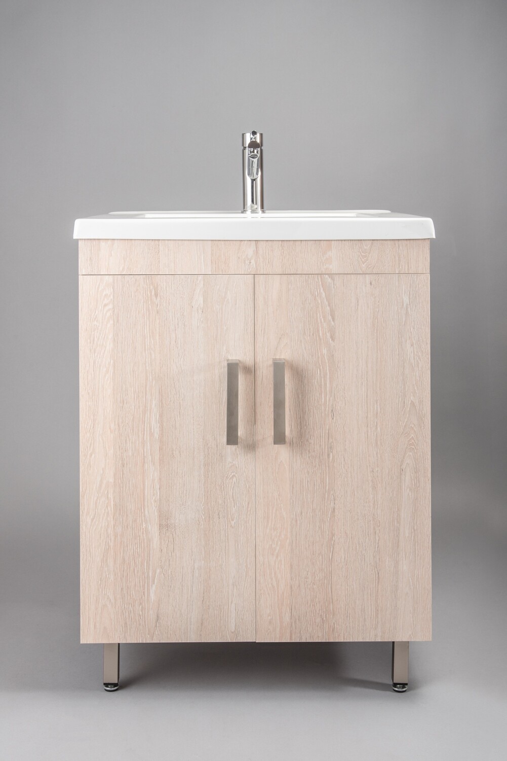 GEZA-600 Floor Standing Cabinet &amp; Basin with silver handles &amp; legs.