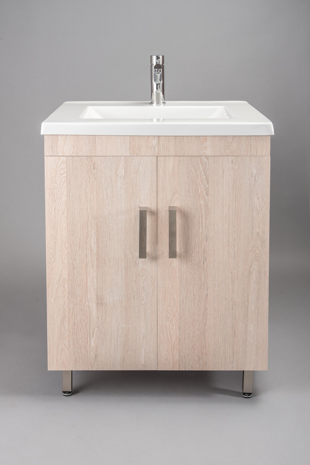 GEZA-600 Floor Standing Cabinet &amp; Basin with silver handles &amp; legs.