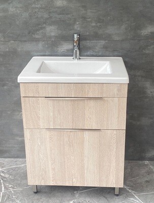 TAO-600 Floor Standing Cabinet &amp; Basin. with silver handles &amp; legs.