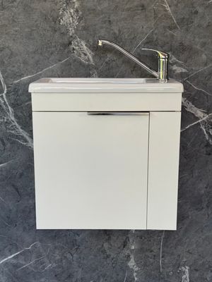 ELIN-500 Wall Mounted Cabinet &amp; Basin with silver handle.