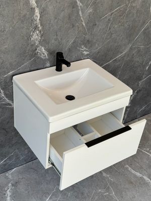 KUDO-600 Wall Mounted Cabinet &amp; Basin with black handle.